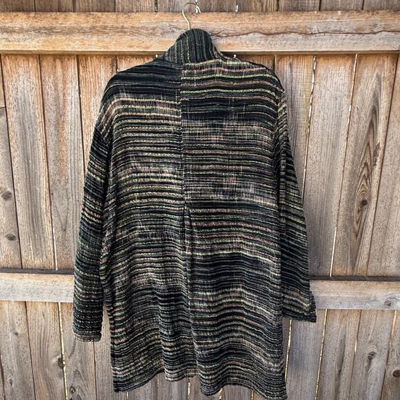 YASUKO KURISAKA Large nubby green peach black JACKET 100% Cotton Lagenlook - Picture 2 of 5